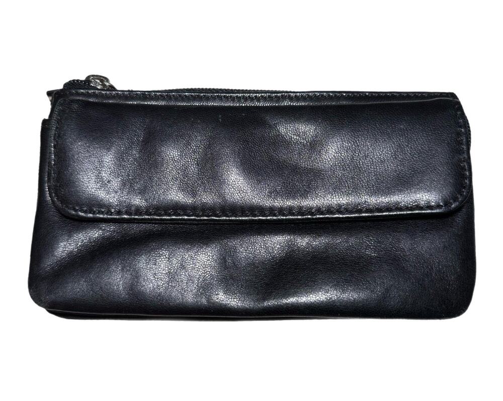 Wilson's Leather Pelle Studio Black Leather Clutch Wallet